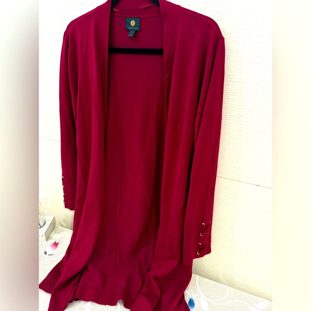 JM Collection Rich Red Cardigan